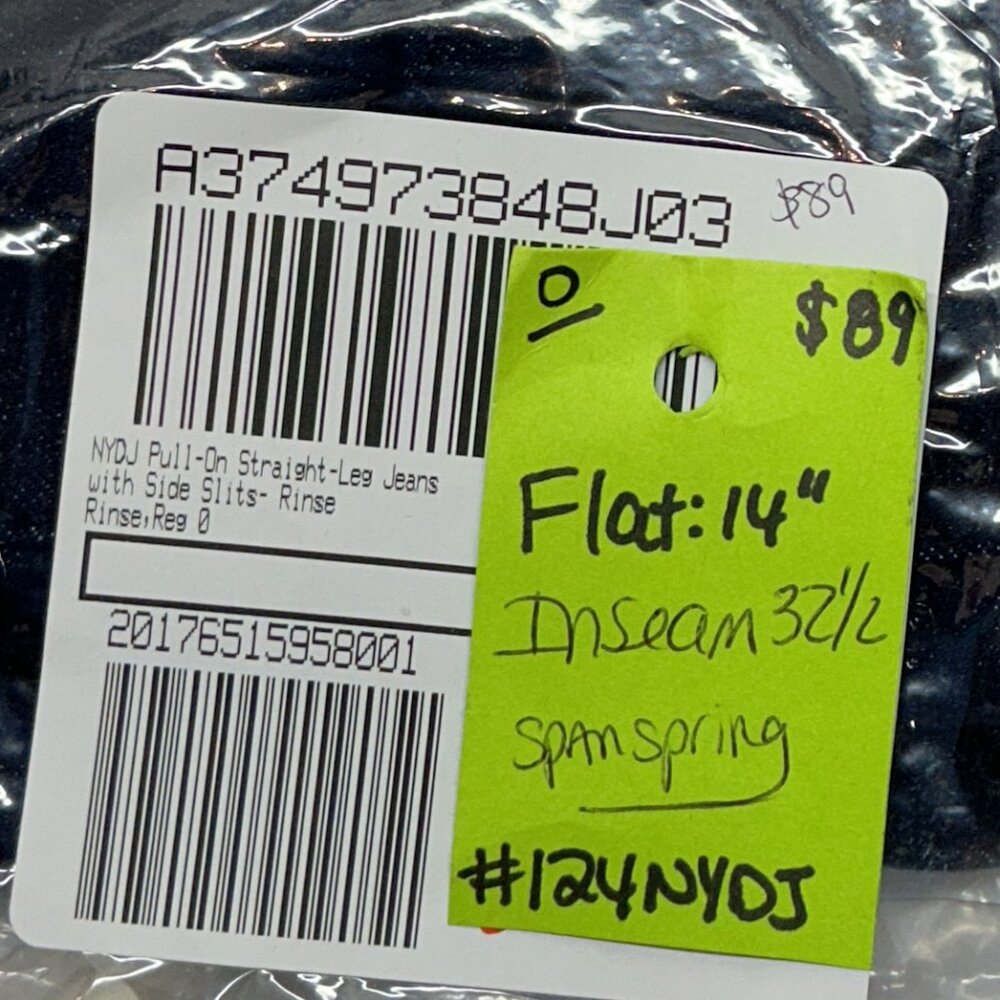 SZ. 0 JEANS NYDJ-NWT Pull-On Straight-Leg with Side Slits- Rinse $89 a374973 - Picture 9 of 9